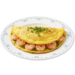Fluffy Shrimp Omelette with Chopped Scallions