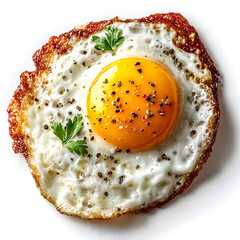 Fried egg sunny side up seasoned with pepper