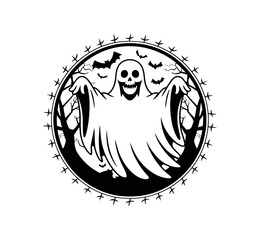 Black and White Halloween Silhouette Vector Set