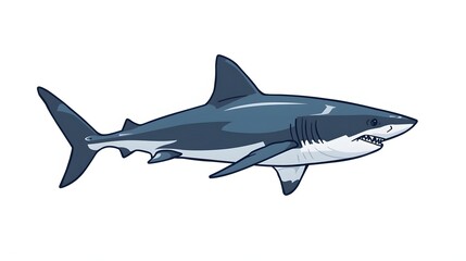 Oceanic Predator: A striking depiction of a majestic shark, a symbol of the ocean's wild beauty, showcasing its powerful presence.
