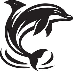 Obraz premium Jumping Dolphin Silhouette Vector Illustration