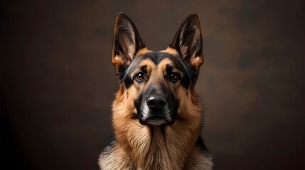 German Shepherd Portrait: Captivating close-up shot of a German Shepherd, its intelligent eyes and poised ears conveying a sense of alertness and loyalty.