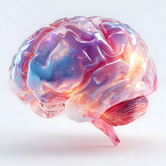 Glass brain with glowing galaxy cosmos inside