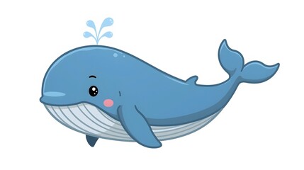 Blue whale illustration: a charming, animated blue whale with a whimsical design. this illustration is simple and appealing for children or for use in educational materials.