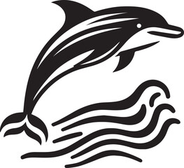 Jumping Dolphin Silhouette Vector Illustration