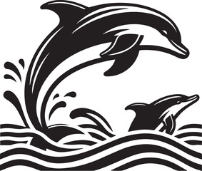 Jumping Dolphin Silhouette Vector Illustration