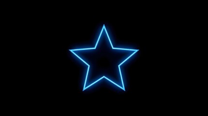 Neon Star in the Void: A glowing neon star radiates with a vibrant, electric blue hue against a stark black canvas.