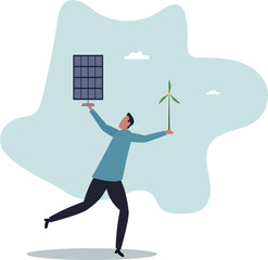 solar panel and wind generator. Clean and environmentally friendly energy sources.