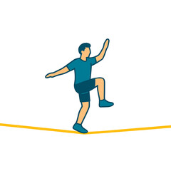 Fototapeta premium スラックラインをしている男性のイラスト