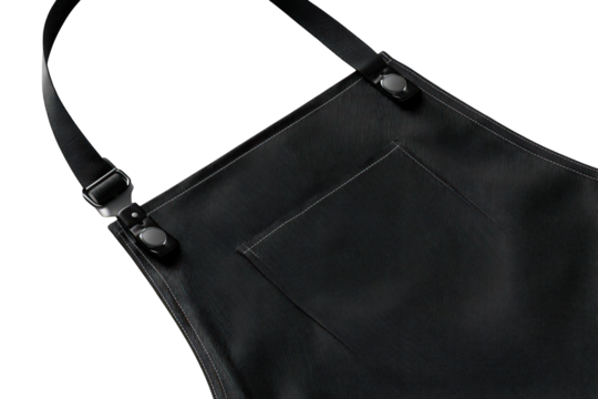 Abstract Black Apron Isolated on Black Transparent Background with Close Up Detailed Texture