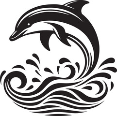 Jumping Dolphin Silhouette Vector Illustration