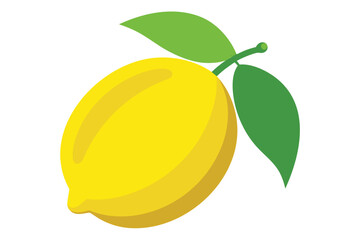 A yellow lemon with a green leaf on top