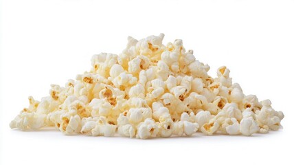 Pile of popcorn on white background. AI image