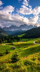 Obraz premium Scenic alpine valley under a dramatic sky