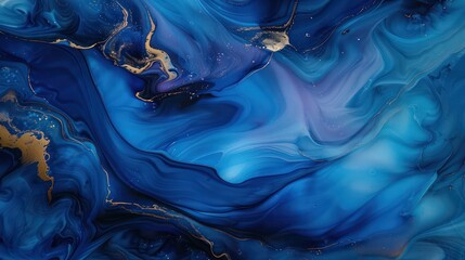 An abstract composition featuring swirling shades of blue and gold, evoking a sense of fluidity and depth.
