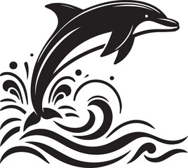 Jumping Dolphin Silhouette Vector Illustration