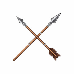 Two crossed spears with transparent background