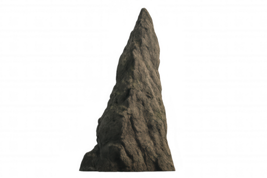Isolated pointed rock cliff creating a striking geological natural formation on transparent background