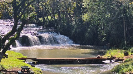 Waterfalls and rivers in the Amazon rainforest
