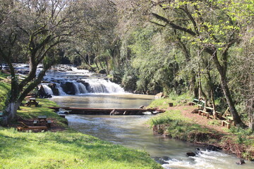 Waterfalls and rivers in the Amazon rainforest
