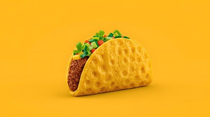 A Vibrant Taco Feast: A mouthwatering taco, filled with seasoned meat, fresh vegetables, and savory sauces, presented against a colorful backdrop, ignites the appetite. 