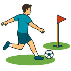 Fototapeta premium フットゴルフでボールを蹴っている男性