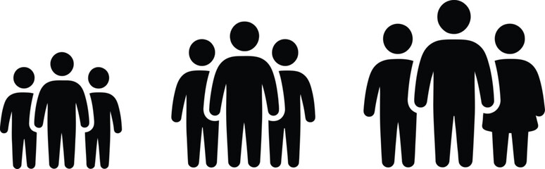 People icon set representing groups and teams of various sizes