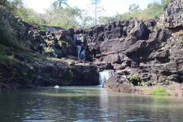 Waterfalls and rivers in the Amazon rainforest
