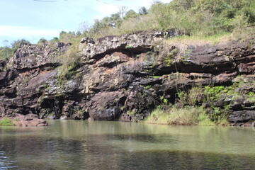 Waterfalls and rivers in the Amazon rainforest
