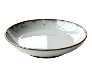 上品な光沢を放つ白い陶器プレート｜背景なし・透過PNG