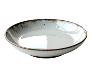 上品な光沢を放つ白い陶器プレート｜背景なし・透過PNG