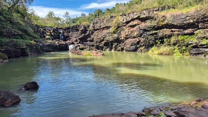 Waterfalls and rivers in the Amazon rainforest
