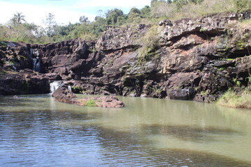 Waterfalls and rivers in the Amazon rainforest
