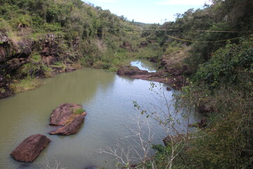 Waterfalls and rivers in the Amazon rainforest
