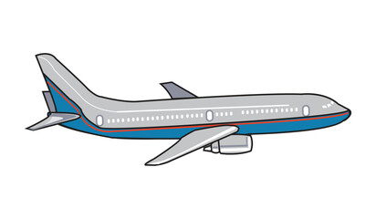 Illustration of a commercial airplane isolated on white background, a symbol of travel and transportation