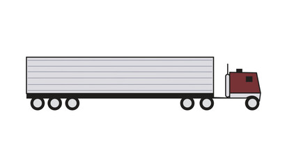 Illustration of a semitruck isolated on white background, showcasing its design and features for transportation