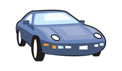 Illustration of a blue sports car isolated on white background, a sleek vehicle for transportation