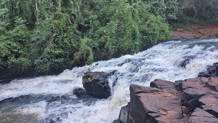 Waterfalls and rivers in the Amazon rainforest
