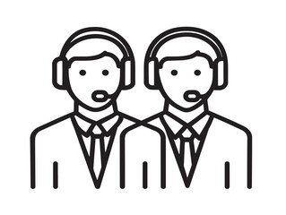 Call center avatars icon 2D vector line art in a clean minimalist support team design