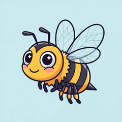 Obraz premium Cute cartoon bee with big eyes and a friendly smile.