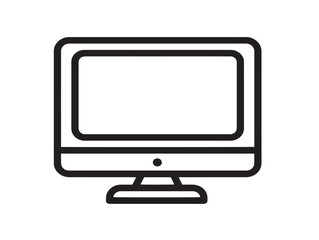 Computer icon 2D vector line art in a clean minimalist technology graphic