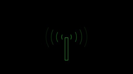 Digital Radio wave radio waves icon animation .and black background.
 - Powered by Adobe