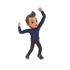 Young Man Celebrate Success 3D Illustration