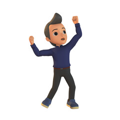 Young Man Celebrate Success 3D Illustration