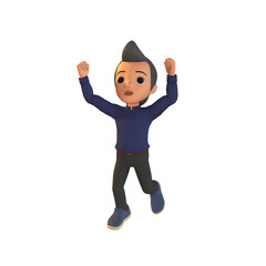 Young Man Celebrate Success 3D Illustration