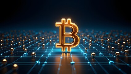Bitcoin Digital Age: Illuminated bitcoin symbol on abstract network background, representing cryptocurrency, blockchain technology, and the digital revolution.