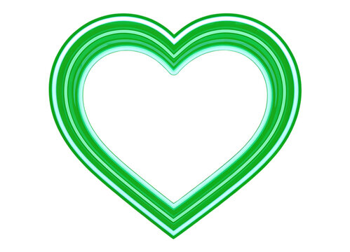 Green Glowing Heart Outline on Transparent Background, Neon Design Element for Digital Media