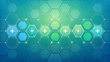 Abstract technology or medical background with hexagons shape pattern. Concepts and ideas for healthcare technology, innovation medicine, health, science and research.