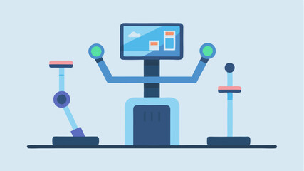 A custom workout machine with touch screen controls tailored exercise plans and tracking capabilities.