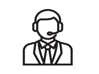 Customer Service icon 2D vector line art in a clean minimalis
